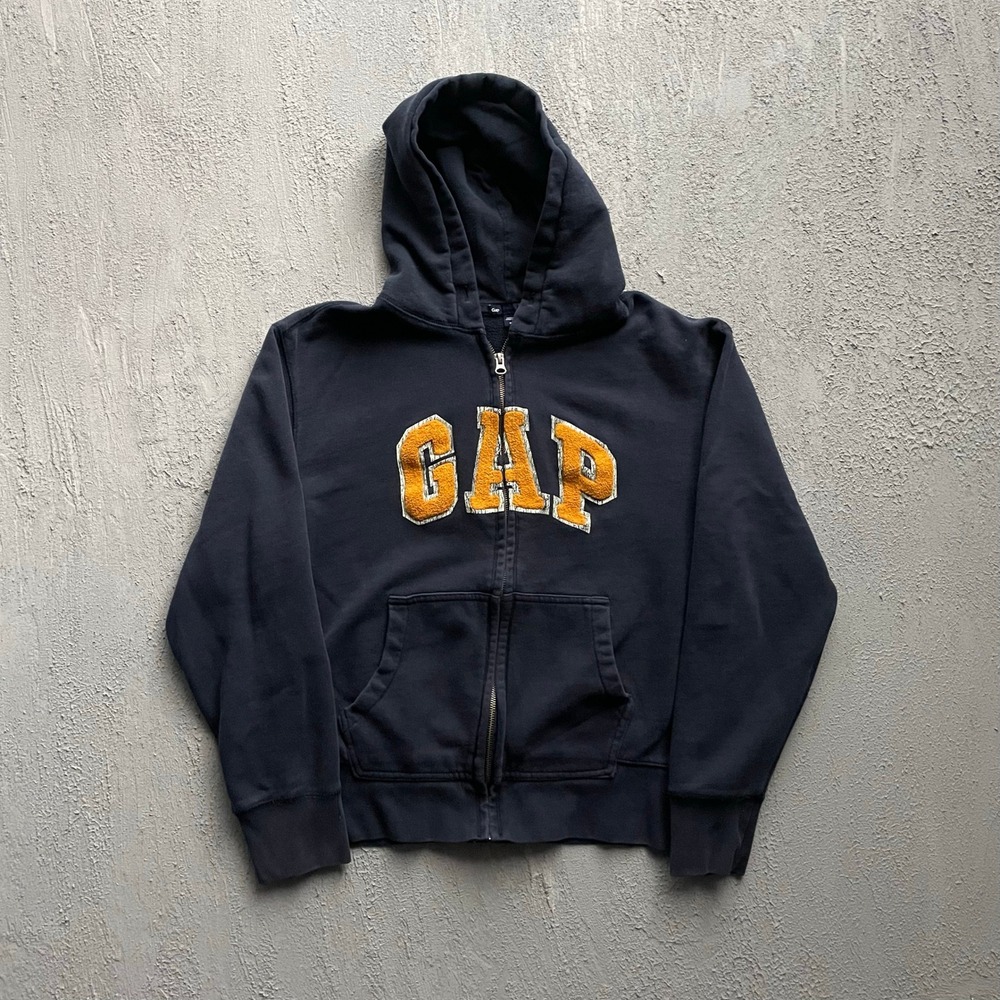 Vintage Gap Zip Up Hoodie Mens Medium Navy Blue 2000s Y2k
